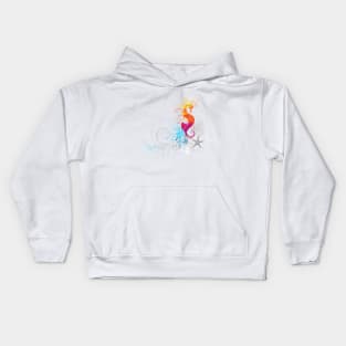 Sea horse drawn with paint Kids Hoodie